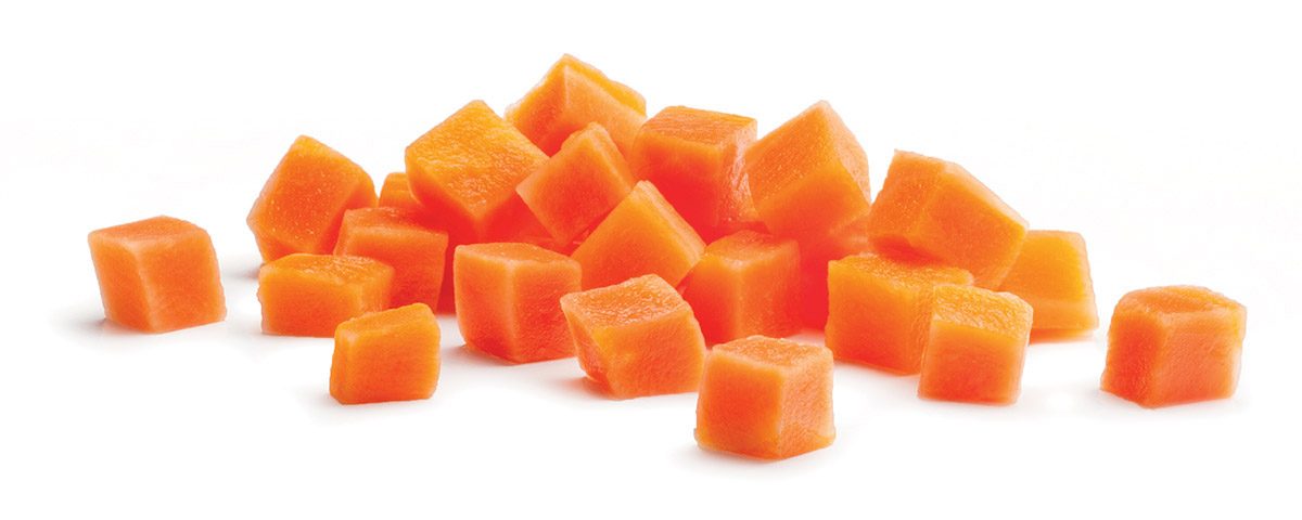 Frozen cubed carrots