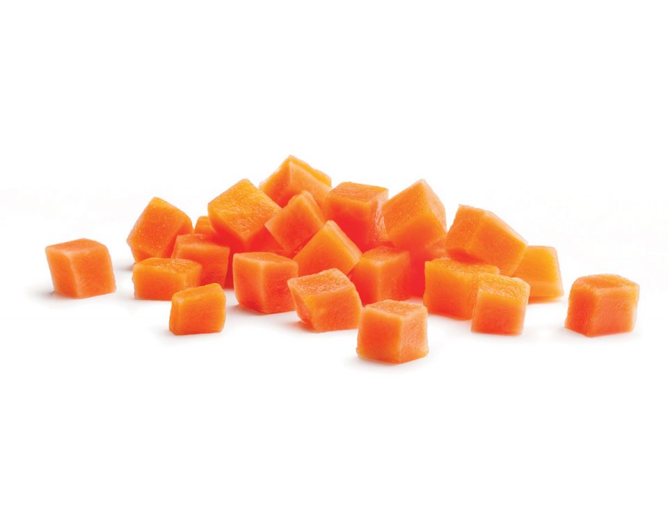 Frozen cubed carrots